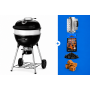 Grill węglowy 18" PRO Charcoal Kettle czarny + zestaw (komin do rozpalania #67802, węgiel drzewny #67107, podpałka #67052)